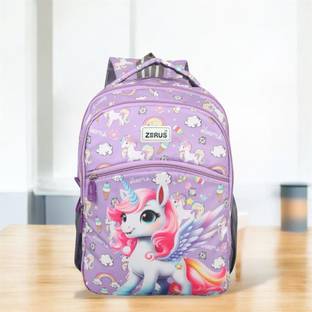 ZERUS Cute Print Kids School Bag for Girls with Spacious Design & Dual Bottle Pocket 22 L Backpack