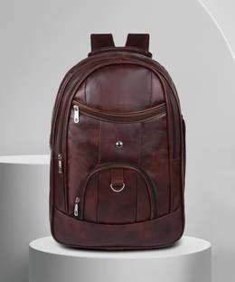 Romofy Casual Vegan Leather Office College Laptop Shoulder Business Unisex Backpack 35 L Laptop Backpa...