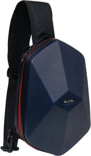 SWISS MILITARY Blue Mini Diamond Cut ABS Hard Case Cross Body Bag with 180 Degree Opening 7 L Backpack