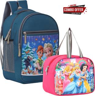 LINOX Firozen Combo School and Lunch bag Class Nursery to 2nd Waterproof School Bag