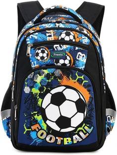 Frantic Printed Kids School Bag for Daily Use(4Zipper_Black_Football_25_1M) Waterproof Backpack