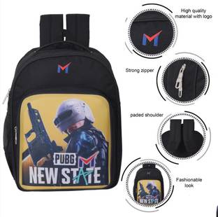 M New PUBG BIG stylish & Lightweight School bag (4 th std & 8th std) Waterproof School Bag