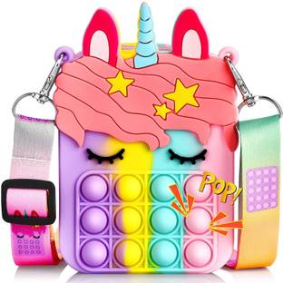 ModishOmbre Pop It Bag for Girls Pop Fidget Purse for Kids Stress Relief Toys Waterproof Sling Bag
