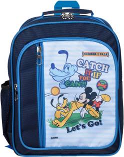 DISNEY Mickey Catch It School Bag for Kids|4 Compartments School Bag|Navy Blue Backpack