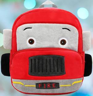Frantic Preminum Quality Soft Fabric Velvet Kids Bag for Picnic (Red Fire Engine) Plush Bag
