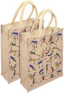 Asbah YOGA PRINT JUTE SHOPING HAND BAG Multipurpose Bag
