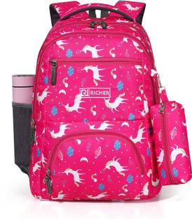 Richer Unicorn School Bag for Girls 4 compartments Water Resistant Waterproof School Bag