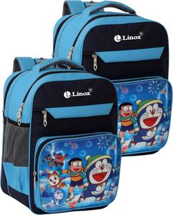 LINOX DOREAMON Combo Premium and stylish 15x11.5x7 inch For NURSERY/LKG/UKG/1st Waterproof School Bag