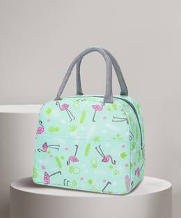 HOUSE OF QUIRK Thermal Cooler Tote Bag Picnic Organizer Storage Lunch Bag-Green Flamingo Waterproof Lunch Bag