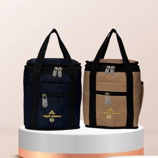 RIGHT CHOICE Combo Offer Lunch Bags (BEIGE BLACK) Branded Premium Quality Carry on Tote for School Office Picnic Travel Camping Outdoor Pouch Holder Handbag Compact Heat Preservation Waterproof Hygiene Meal Prep Box Bag for Men Women and Kids, Color (COMBO BEIGE BLACK) Small Travel Bag - midam sized (BEIGE BLACK) (Nursery/Play School) Waterproof Lunch Bag