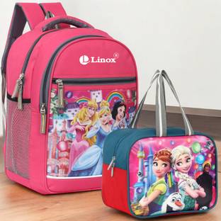 LINOX BARBIE School bag & Lunch bag 16x11.5x7 inch Comfortable for NURSERY/LKG/UKG/1ST Waterproof School Bag