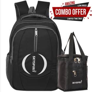 SkySprit School /College /Business / Office / Unisex Travel with lunch bag pack of 2 Waterproof School Bag