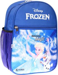 Heart Home Frozen 2 Compartment Rexine School Bag with Zipper|Small|Blue School Bag