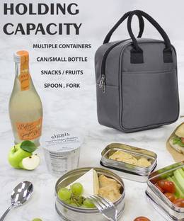 DOUBLE R BAGS Insulated Lunch Bag for Office Men, Women and Kids, Tiffin Bags for School, Picnic, Work for (Grey) Lunch Bag