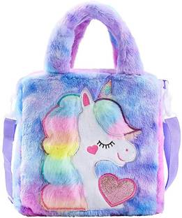 Winterfly Unicorn Bag, Side and Sling bag for all Age Group, Soft Fur Bag Sling Bag