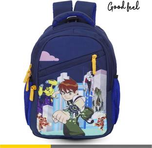 GoodFeel New Stylish Polyester BenTen Printed (LKG/UKG/1st/2nd Class) Kids School Bag Waterproof School Bag
