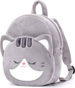 Frantic Kids Soft Animal Cartoon Velvet Plush School Backpack Bag (Grey Cat) Plush Bag
