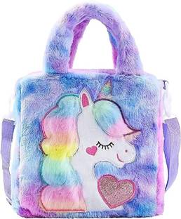 KEETLY Unicorn Soft Toy Handbag for Children, Cute Shoulder Bag with Removable Strap Shoulder Bag