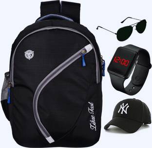 zikrefast stylish tuff quality college school bag combo (1 watch & 1sunglasses & 1 cap) Waterproof Backpack