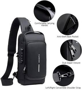 Zuno Waterproof Slim Crossbody Sling Bag Chest Backpack Men's Shoulder Bag A5 Waterproof Backpack