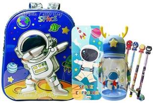 Urban Festivities Space Stationery Set Bag for Nursery/LKG/UKG Prep, Bottle Pencil Box Pencil Set Waterproof School Bag
