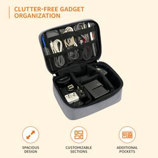 SAJAG Gadget Organizer Travel Cable Accessories Bag Double Layer Laptop Bag