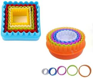 HOMEBAKERS MART Combo of Plastic Cookie Cutter Round Shape and Square Shape Cookie Cutter