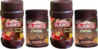 AJANTA 2 Cocoa Powder (50g Each) 2 Drinking Chocolate (100g Each) Pack of 4 Topping