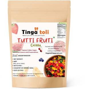 TINGA TOLI Tutti Frutti Multicolour Cherry – Candied Papaya Bites for Baking & Toppings Topping