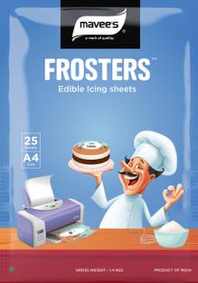mavee's Frosters Edible Icing Sheets A4 Size, Premium Edible Solutions, 25 Sheets Icing Sugar