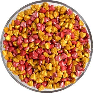KEMRY Golden & Red Colored Heart-Shaped Valentine Special Sprinkles