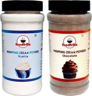 foodfrillz Whipping Cream Powder Vanilla and Chocolate Combo Pack for Icing of cakes, cupcakes Topping