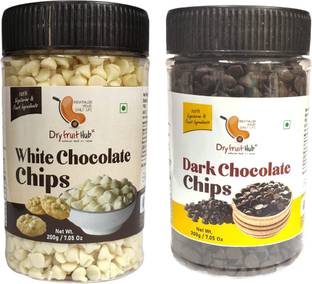 Dry Fruit Hub Dark White Chocolate Chips 400gm Dark White Choco Chips For Cake , Choco Chips