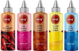 RED CLIFF Spray Color Combo Pack Of 5 | Edible Color Ideal For Cake Decoration Glitters