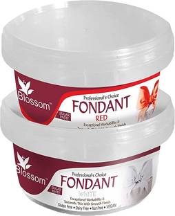 Blossom White - Red Sugar Paste / Fondant for Cake Decorating, 200g - Pack of 2 Sugar Paste