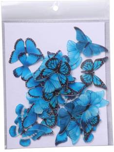 TastyCrafts Pre-Cut Wafer Paper | Edible | Stick-on Cake décor | Blue Butterfly | Medium - 30 Pcs Topper