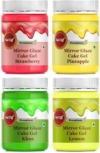 RED CLIFF Pineapple,Strawberry,Khus,Lemon flavour Mirror Glaze Gel cake decoration | Combo Icing