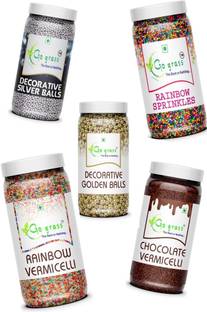 GO GRASS Cake Decorating Set ,Variety of Cake Sprinkles for Cupcakes & More / EACH 80GRAM Sprinkles