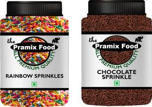 Pramix Rainbow & Chocolate Sprinkles for Cake Decoration (200g Each Pack) - 400g Truffles