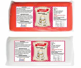JAMBOREE Red / White Fondant Sugar Paste for Cake Decoration 200g Each Sugar Paste