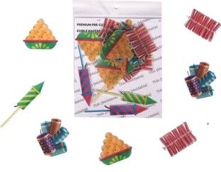 TastyCrafts Pre-Cut Wafer Paper I Diwali Celebration Cake Topping Edible I Crackers – 16 Pcs Topper