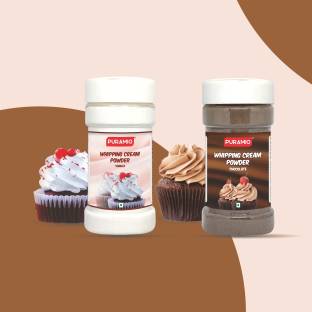 PURAMIO Whipping Cream Powder Combo of - Vanilla, 125g & Chocolate, 125g Icing