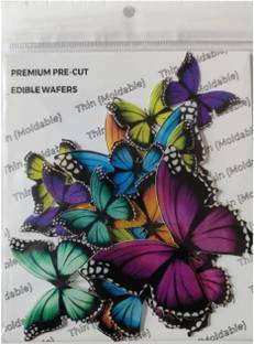 TastyCrafts Pre-Cut Wafer Paper | Edible | Stick-on Cake décor | Vibrant Mixed Butterfly | 16 Pcs - Pack of 1 (WPC- 019) Topper