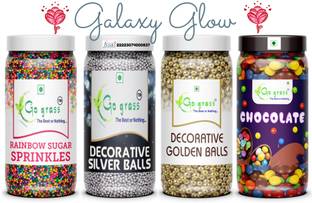 GO GRASS Galaxy Glow ,Variety of Cake Sprinkles for Cupcakes & More / EACH 80GRAM Sprinkles