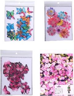 TastyCrafts Cake Decoration Items Edible Combo kit - Pre Cut Wafer Paper and Printed Wafer Paper Sheet | Cake Toppers Set | Cake Edible Decorating Items Combo Pack - 4 Pcs Topping