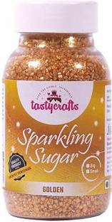 TastyCrafts Sparkling Sugar Edible Sprinkle Decorations for Cake Decor Coloured Confectionery (125 g, Gold) Sparkling Sugar