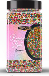 RENEWTRIA Rainbow Sugar Sprinklers for cakes (Multicoloured Balls) Sprinkles