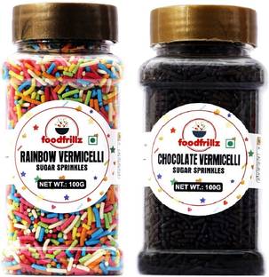 foodfrillz Chocolate & Rainbow Strands (100 g x 2) Sprinkles