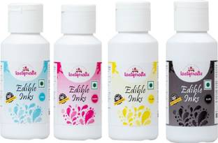 TastyCrafts Edible Printer Ink | Edible Printing | Special for Photo Cake Decor | Compatible with All Printers | Combo of Cyan, Magenta, Yellow and Black - Pack of 4 Topping