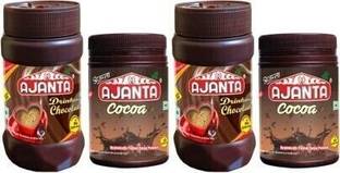 AJANTA 2 Cocoa Powder (50g Each) 2 Drinking Chocolate (100g Each) Pack of 4 Topping